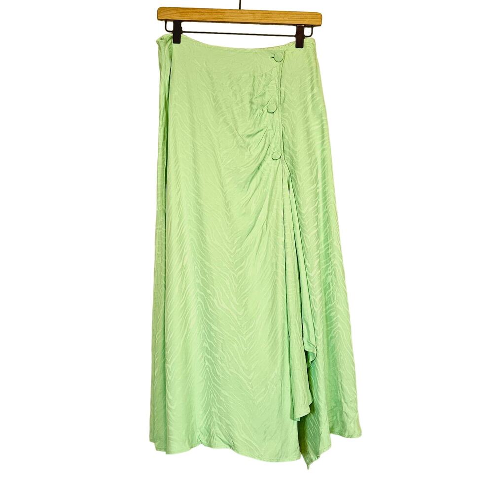 Ted Baker LULWRTH Green Button Front Waterfall Midi Skirt w/Split Ted 2 US 6 - Picture 2 of 12